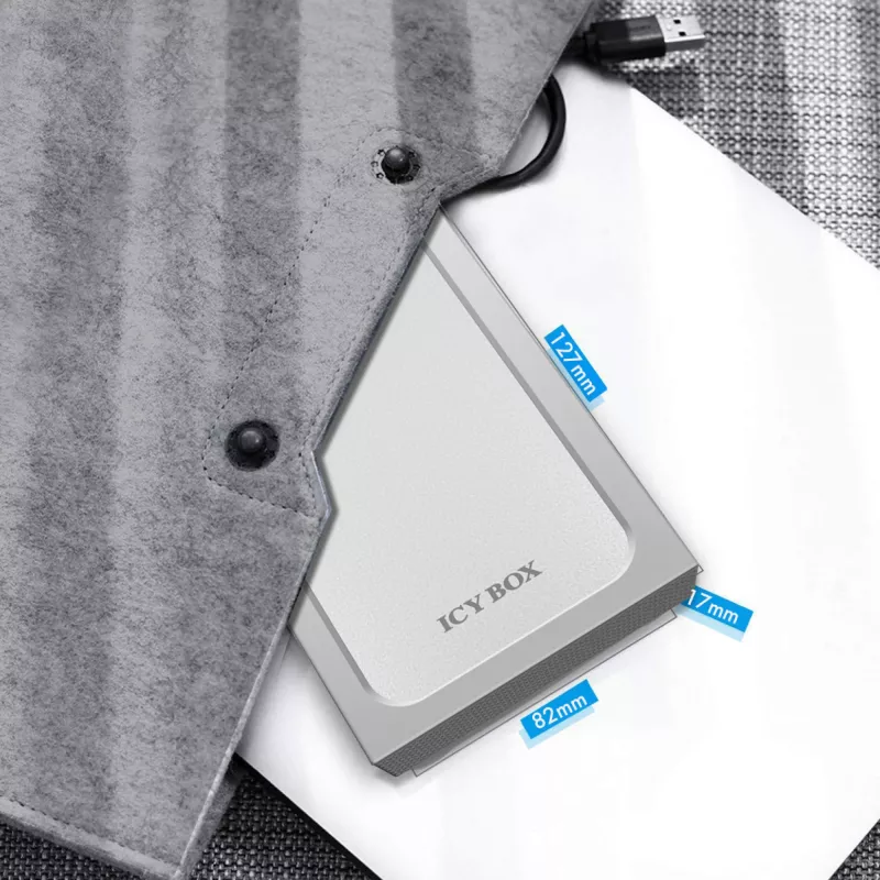 ICY BOX IB-241WP HDD/SSD korpuss 2,5 collu antracīta, sudraba krāsā