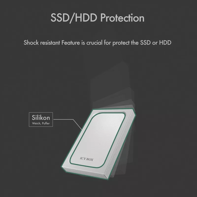 ICY BOX IB-241WP HDD/SSD korpuss 2,5 collu antracīta, sudraba krāsā