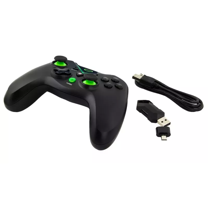 Bezvadu spēļu kontrolieris ESPERANZA EGG112K 2,4 GHz datoriem un PS3, USB uztvērējs, melns, 12 pogas, analogās sviras