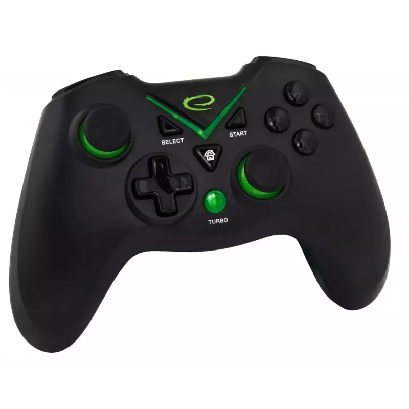 Bezvadu spēļu kontrolieris ESPERANZA EGG112K 2,4 GHz datoriem un PS3, USB uztvērējs, melns, 12 pogas, analogās sviras