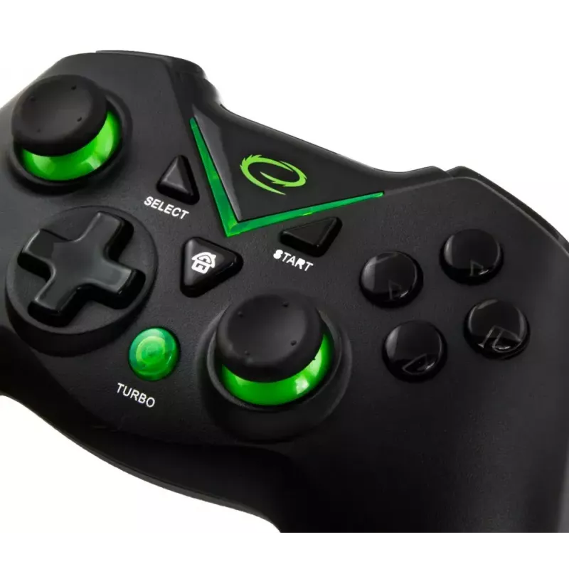 Bezvadu spēļu kontrolieris ESPERANZA EGG112K 2,4 GHz datoriem un PS3, USB uztvērējs, melns, 12 pogas, analogās sviras