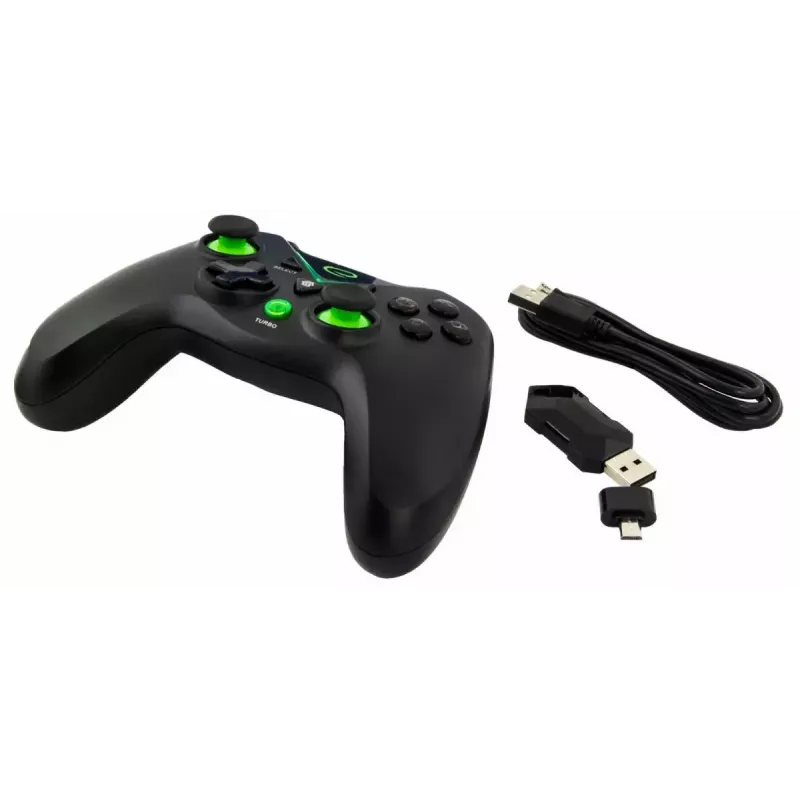 Bezvadu spēļu kontrolieris ESPERANZA EGG112K 2,4 GHz datoriem un PS3, USB uztvērējs, melns, 12 pogas, analogās sviras