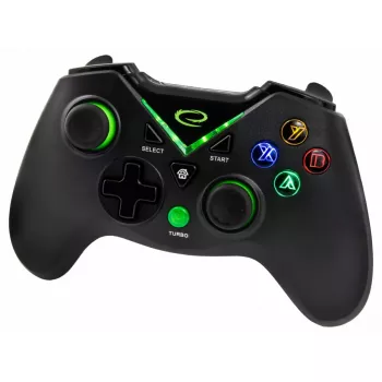 Bezvadu spēļu kontrolieris ESPERANZA EGG112K 2,4 GHz datoriem un PS3, USB uztvērējs, melns, 12 pogas, analogās sviras