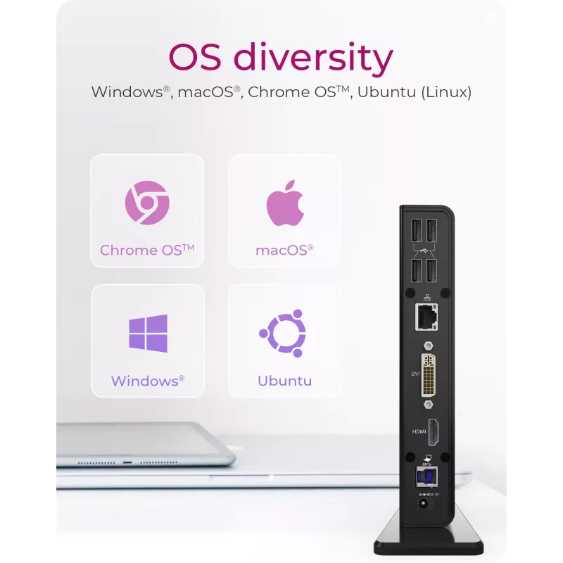 ICY BOX IB-DK2241AC Vadu USB 3.2 Gen 1 (3.1 Gen 1) Type-A Melns