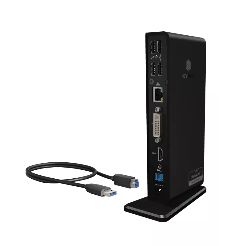 ICY BOX IB-DK2241AC Vadu USB 3.2 Gen 1 (3.1 Gen 1) Type-A Melns
