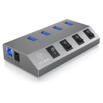 ICY BOX IB-HUB1405 USB 3.2 Gen 1 (3.1 Gen 1) Type-B 5000 Mbit/s Antracīta