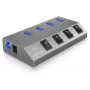 ICY BOX IB-HUB1405 USB 3.2 Gen 1 (3.1 Gen 1) Type-B 5000 Mbit/s Antracīta