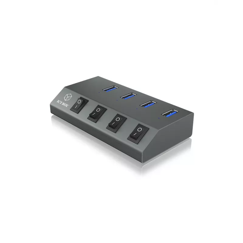 ICY BOX IB-HUB1405 USB 3.2 Gen 1 (3.1 Gen 1) Type-B 5000 Mbit/s Antracīta