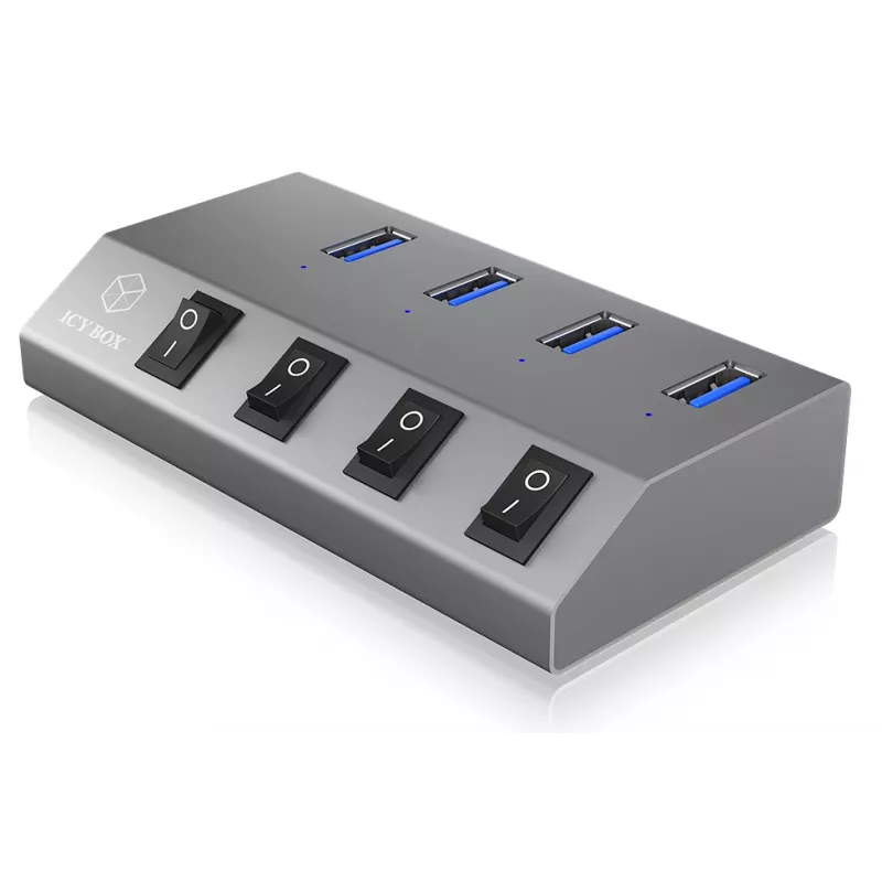 ICY BOX IB-HUB1405 USB 3.2 Gen 1 (3.1 Gen 1) Type-B 5000 Mbit/s Antracīta