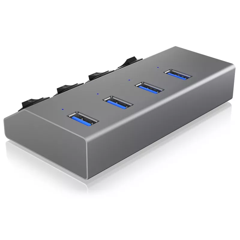 ICY BOX IB-HUB1405 USB 3.2 Gen 1 (3.1 Gen 1) Type-B 5000 Mbit/s Antracīta