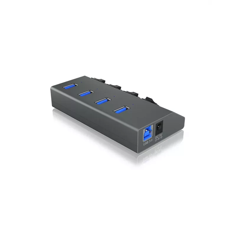 ICY BOX IB-HUB1405 USB 3.2 Gen 1 (3.1 Gen 1) Type-B 5000 Mbit/s Antracīta