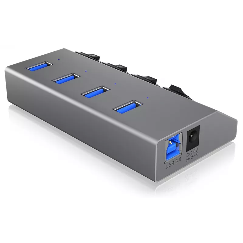 ICY BOX IB-HUB1405 USB 3.2 Gen 1 (3.1 Gen 1) Type-B 5000 Mbit/s Antracīta