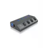 ICY BOX IB-HUB1405 USB 3.2 Gen 1 (3.1 Gen 1) Type-B 5000 Mbit/s Antracīta