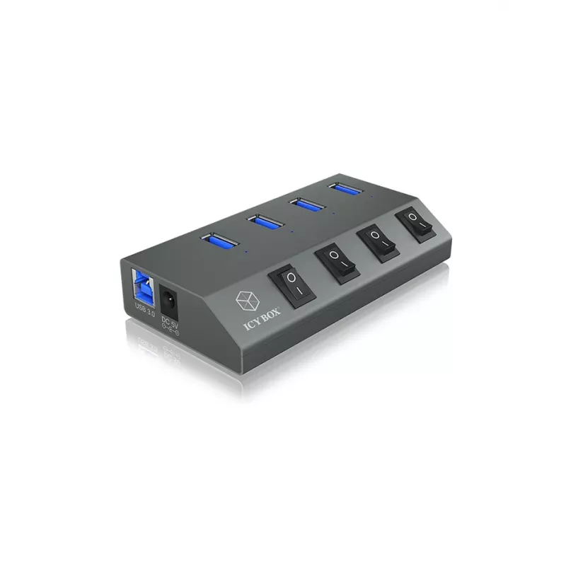 ICY BOX IB-HUB1405 USB 3.2 Gen 1 (3.1 Gen 1) Type-B 5000 Mbit/s Antracīta