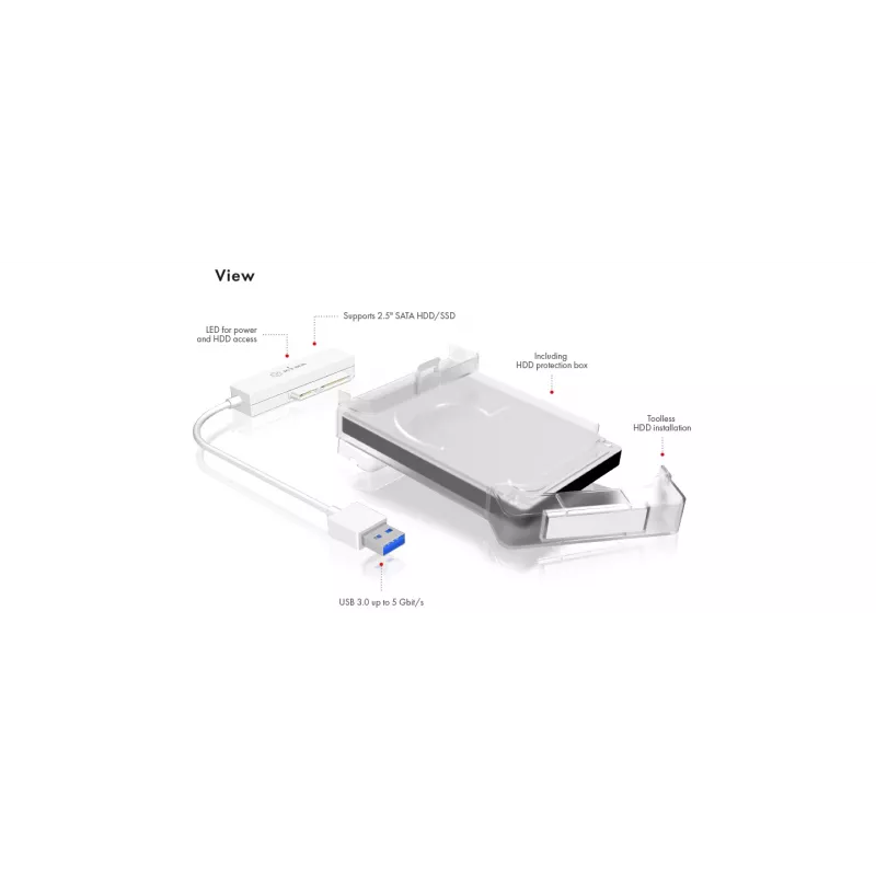 ICY BOX IB-AC703-U3 HDD/SSD korpuss Balts 2,5 collu