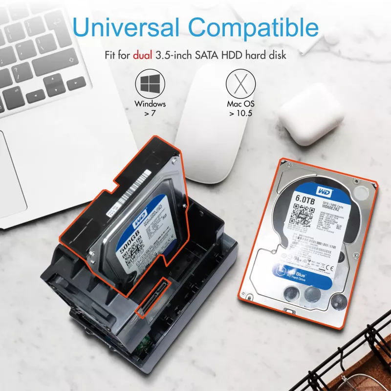 ICY BOX IB-RD3621U3 HDD/SSD korpuss Melns 3.5 collas