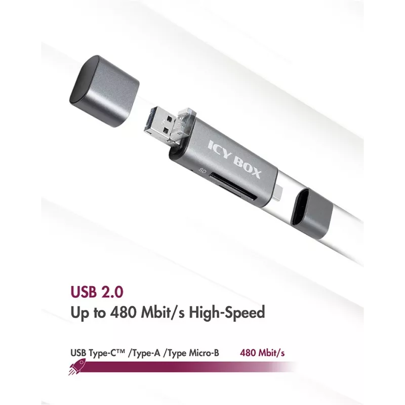 ICY BOX IB-CR200-C karšu lasītājs USB 2.0 Melns