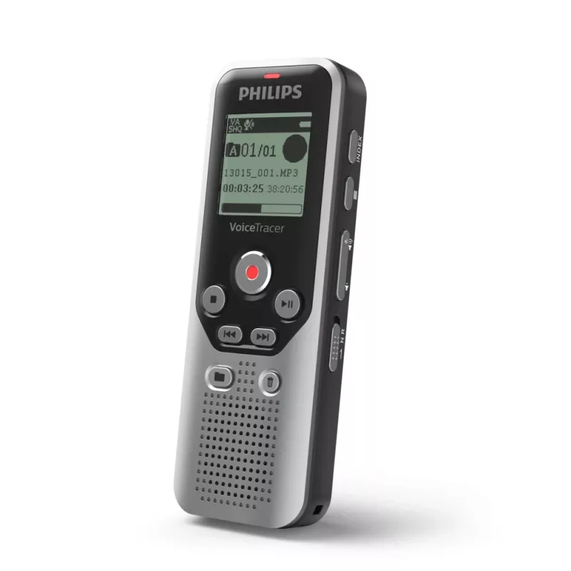 Philips DVT1250 diktofons ar iekšējo atmiņu un zibatmiņas karti, melns, pelēks