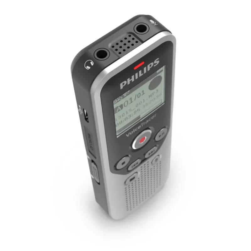 Philips DVT1250 diktofons ar iekšējo atmiņu un zibatmiņas karti, melns, pelēks