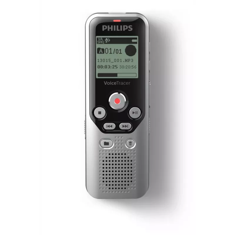 Philips DVT1250 diktofons ar iekšējo atmiņu un zibatmiņas karti, melns, pelēks