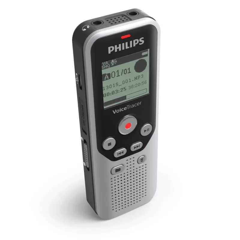 Philips DVT1250 diktofons ar iekšējo atmiņu un zibatmiņas karti, melns, pelēks