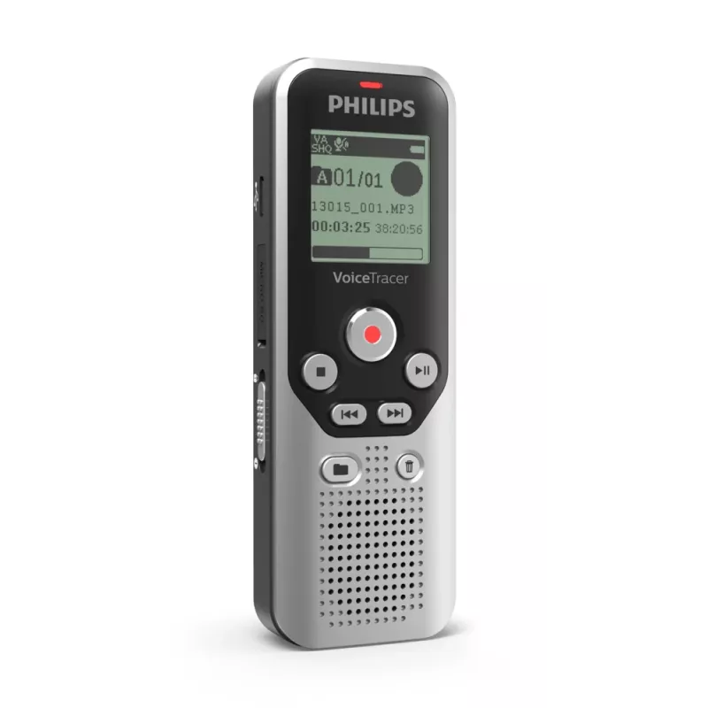 Philips DVT1250 diktofons ar iekšējo atmiņu un zibatmiņas karti, melns, pelēks