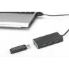 DIGITUS USB 3.0 centrmezgls, 4 portu, ietver 5V/2A barošanas bloku, alumīnija korpuss