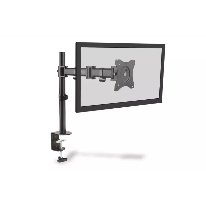 “DIGITUS” viens monitora galda skavu montāža, melna, 45° pagrieziens, 45° slīpums, 360° rotācija, 15–27 collu TFT, maks. slodze 8 kg, VESA maks. 100x100