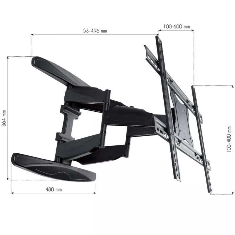 Techly 40-80 īpaši plāns, pilnas kustības LCD TV stiprinājuma kronšteins pie sienai, melns, ICA-PLB 172L