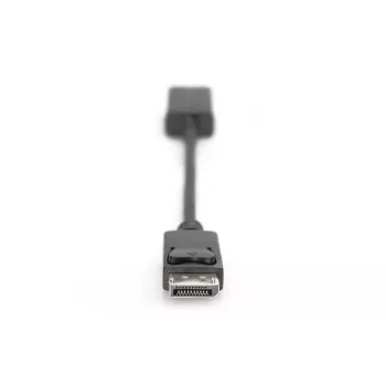 DIGITUS ASSMANN DisplayPort adaptera kabelis, DP - HDMI A tipa M/F, 20cm ar bloķēšanu, HDMI Ver. 2.0, aktīvs, CE, zelts, melns