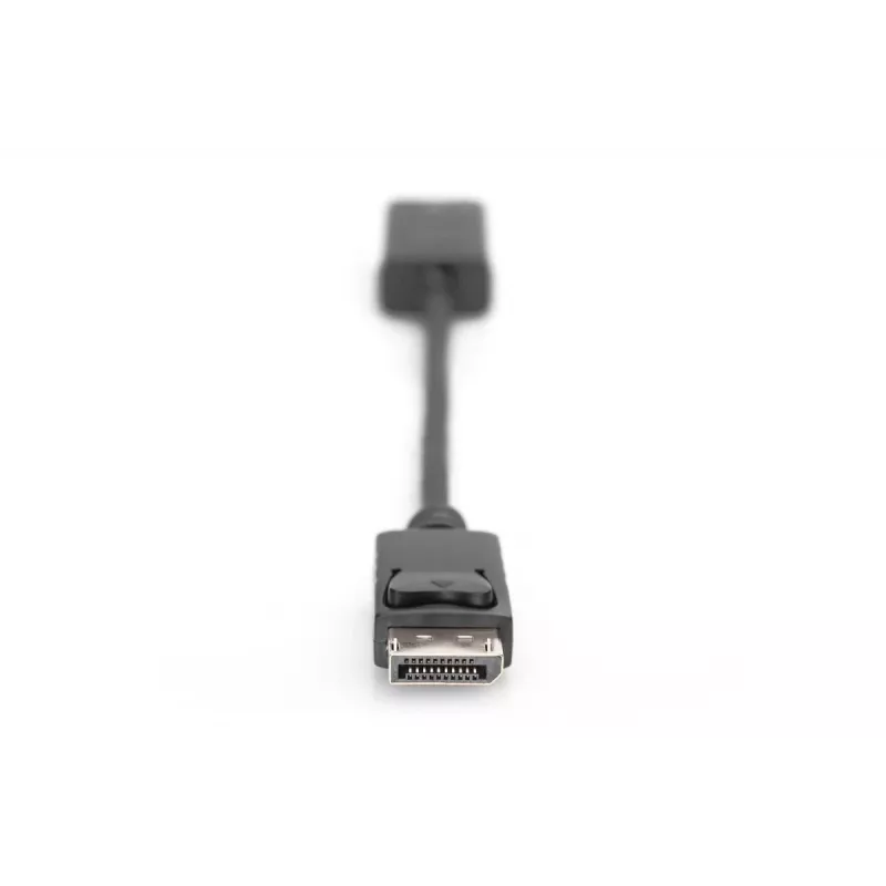 DIGITUS ASSMANN DisplayPort adaptera kabelis, DP - HDMI A tipa M/F, 20cm ar bloķēšanu, HDMI Ver. 2.0, aktīvs, CE, zelts, melns