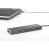 DIGITUS USB 3.0 centrmezgls, 7 porti, ieskaitot 5V/3,5A barošanas bloku, alumīnija korpuss