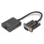 DIGITUS VGA uz HDMI pārveidotājs + Audio (3,5 mm) Full HD (1080p), kabeļa garums 15 cm, melns