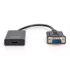DIGITUS VGA uz HDMI pārveidotājs + Audio (3,5 mm) Full HD (1080p), kabeļa garums 15 cm, melns