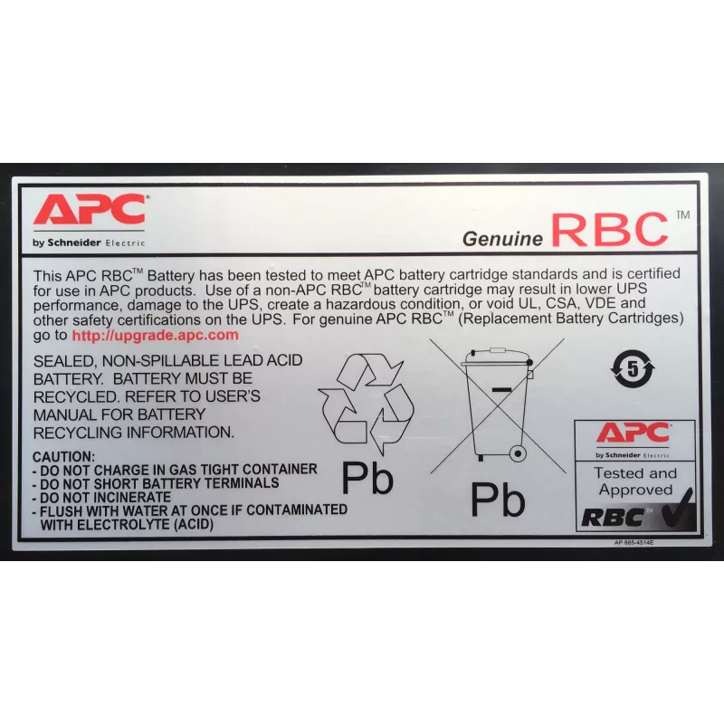 APC akumulatora nomaiņas kasetne RBC32 (OEM), aizzīmogots svina-skābes akumulators (VRLA), 5,33 kg, 149 x 64 x 197 mm, 0 - 40 °C, 0 - 40 °C, 0 - 95%
