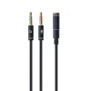 Audio adapter Gembird CCA-418M 3.5 mm ligzda uz 2×3.5 mm spraudnis, 0,2 m, melns
