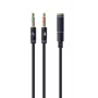 Audio adapter Gembird CCA-418M 3.5 mm ligzda uz 2×3.5 mm spraudnis, 0,2 m, melns