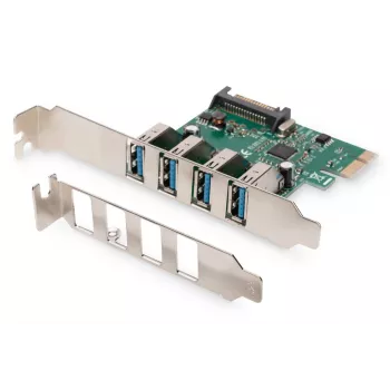 DIGITUS USB 3.0, 4 Portu, PCI-e papildinājuma karte 4 Porti A/F ārējie VL805 mikroshēmojums