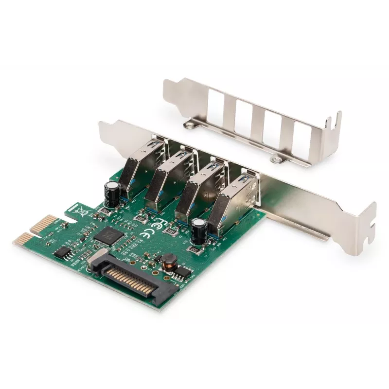 DIGITUS USB 3.0, 4 Portu, PCI-e papildinājuma karte 4 Porti A/F ārējie VL805 mikroshēmojums