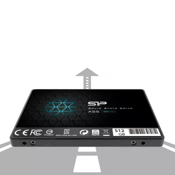 2,5 collu SATA III SSD Silicon Power Ace A55 — 512 GB, 3D TLC, līdz 560/530 MB/s, 7 mm, melns