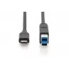 DIGITUS ASSMANN USB Type-C savienojuma kabelis, C tipa uz B, M/M, 2m 3A, 5GB 3.0 versija, melns