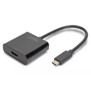 DIGITUS USB-C uz HDMI adapteris, 4K/30Hz kabeļa garums: 20 cm, melns