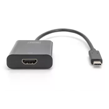 DIGITUS USB-C uz HDMI adapteris, 4K/30Hz kabeļa garums: 20 cm, melns