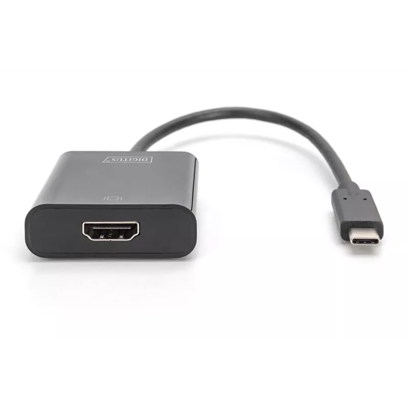 DIGITUS USB-C uz HDMI adapteris, 4K/30Hz kabeļa garums: 20 cm, melns