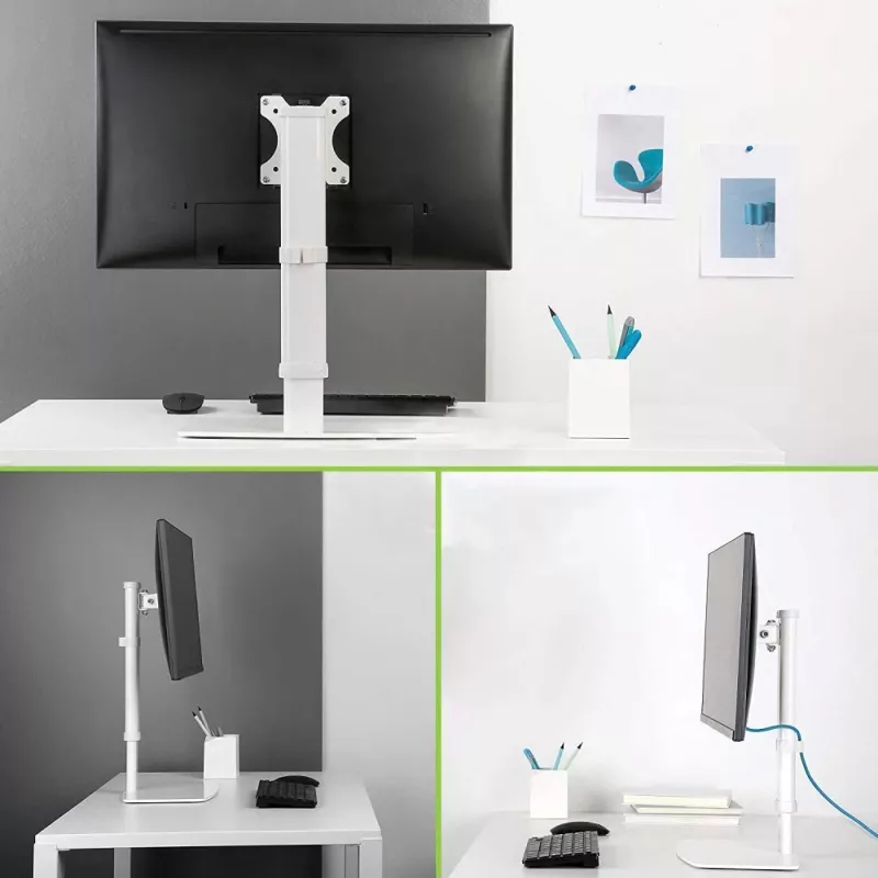 Techly ICA-LCD 260 monitora stiprinājums / statīvs 68,6 cm (27 collas) galdam, balts