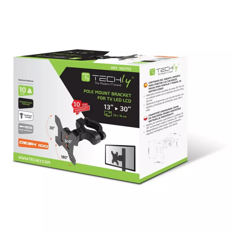 Techly ICALCD100BK Galds melns
