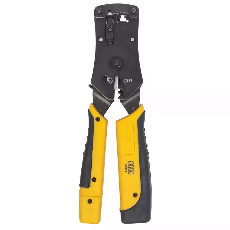 Intellinet Universal Modular Plug Crimping Tool and kabelis Tester, 2-in-1 Crimper and kabelis Tester: Cuts, Strips, Terminates and Tests, RJ45/RJ11/RJ12/RJ22