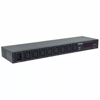 Intellinet 19 inch inteliģentais 8 portu PDU, 19 inch statņu montējams C13 inteliģentais strāvas sadales bloks; uzrauga jaudu, temperatūru un mitrumu