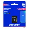 MicroSDHC atmiņas karte GOODRAM 16 GB Class 10 UHS-I (U1), lasīšana 100 MB/s, rakstīšana 10 MB/s, aizsardzība pret magnētiem, ar SD adapteri