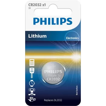 Philips Minicells akumulators CR2032/01B, vienreizlietojams akumulators, CR2032, litija, 3 V, 1 gab., 10 gadi